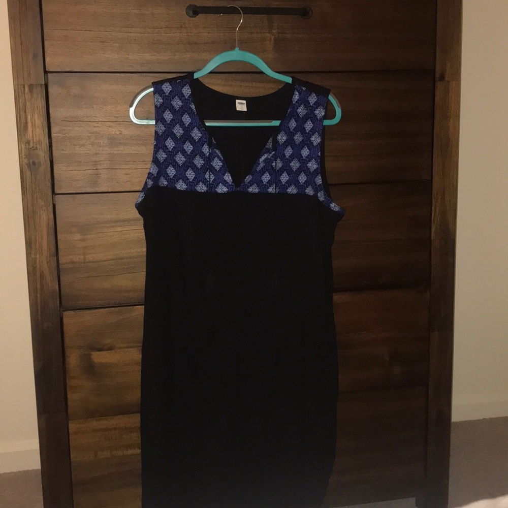 Black Dress with Blue Design From Old Navy